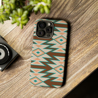 Teal and Brown Aztec Tough Cases! Cellphone Cases! Multiple Sizes Available! Apple iPhone, Samsung Galaxy, and Google Pixel devices!