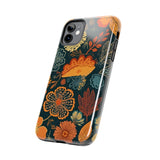 Fall Florals Navy Blue and Orange Tough Phone Cases! Fall Vibes!