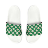 Vibrant Green Daisy Flower Print Summer Beach Slides, Women's PU Slide Sandals! Free Shipping!!!