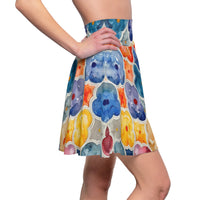 Boho Watercolor Paper Flower Women's Skater Skirt! Free Shipping!