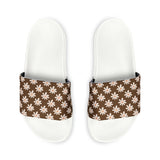 Chocolate Brown Daisy Flower Print Summer Beach Slides, Women's PU Slide Sandals! Free Shipping!!!