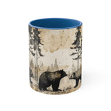 Black Bear Acid Wash Greyscale Accent Coffee Mug, 11oz! Multiple Colors Available! Fall Vibes!