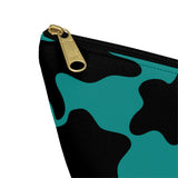 Teal Blue Cow Print Travel Accessory Pouch, Check Out My Matching Weekender Bag! Free Shipping!!!