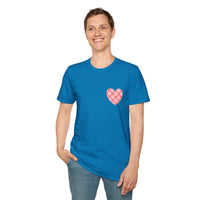 Valentines Day Pink Plaid Heart Basics Wear Anywhere Unisex Graphic Tee! All New Heather Colors!!! Free Shipping!!!