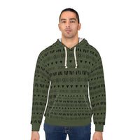 Hunter Green Aztec Black Unisex Pullover Hoodie! All Over Print! New!!!