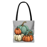 Steel Blue Grey Pumpkin Stack Fall Vibes Tote Bag!