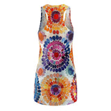 Boho Watercolor Tie Dye Spiral Women's Racerback Dress! Free Shipping! Sun Dress, Sleep Shirt, Swim Cover Up!