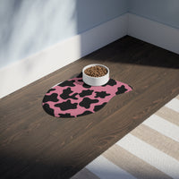 Black and Pink Cow Print Pet Feeding Mats! Dog and Cat Shapes! Foxy Pets! Free Shipping!!!