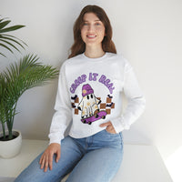 Creep it Real Skate Boarding Retro Ghost Unisex Heavy Blend Crewneck Sweatshirt! Halloween! Fall Vibes!