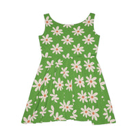 Light Green Daisy's Print Women's Fit n Flare Dress! Free Shipping!!! New!!! Sun Dress! Beach Cover Up! Night Gown! So Versatile!