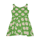 Light Green Daisy's Print Women's Fit n Flare Dress! Free Shipping!!! New!!! Sun Dress! Beach Cover Up! Night Gown! So Versatile!