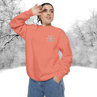 Snowflake Pocket Embroidered Comfort Colors Unisex Garment-Dyed Sweatshirt! All New Colors! Free Shipping!