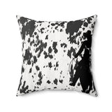 Western/Boho Black Cow Girl Cow Print Square Pillow!