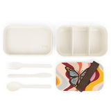 Groovy Butterfly Yellow and Burgundy Bento Lunch Box! Free Shipping!!! Great For Gifting! BPA Free!