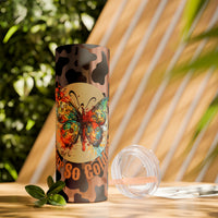 Your So Golden Butterfly Cow Printed Skinny Tumbler with Straw, 20oz! Multiple Colors!