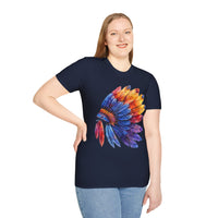 Indian Head Dress Colorful Rainbow Unisex Graphic Tees! Summer Vibes! All New Heather Colors!!! Free Shipping!!!