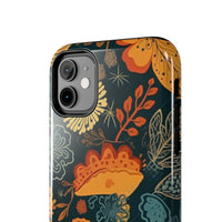 Fall Florals Navy Blue and Orange Tough Phone Cases! Fall Vibes!