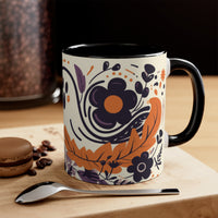 Spooky Purple and Orange Ghost Halloween Retro Accent Coffee Mug, 11oz! Multiple Colors Available! Halloween!
