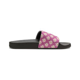 Dusty Pink Flower Print Summer Beach Slides, Women's PU Slide Sandals! Free Shipping!!!