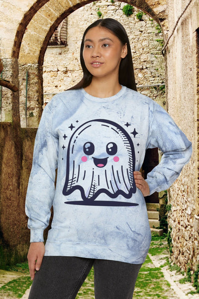 Happy Ghost Unisex Color Blast Crewneck Sweatshirt! All New Comfort Colors!!! Halloween! Free Shipping!