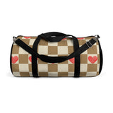 Beige and Cream Hearts Plaid Duffel Bag! Free Shipping!!!