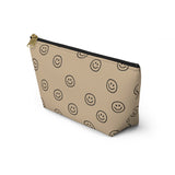Cream Smiley Accessory Pouch, Check Out My Matching Weekender Bag! Free Shipping!!!