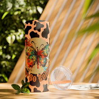 Your So Golden Butterfly Cow Printed Skinny Tumbler with Straw, 20oz! Multiple Colors!