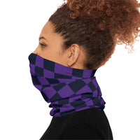 Black and Dark Purple Plaid Lightweight Neck Gaiter! 4 Sizes Available! Free Shipping! UPF +50! Great For All Outdoor Sports!