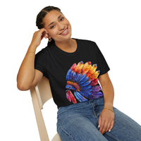 Indian Head Dress Colorful Rainbow Unisex Graphic Tees! Summer Vibes! All New Heather Colors!!! Free Shipping!!!