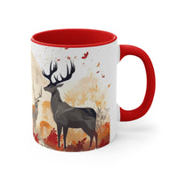 Autumn Orange and Black Deer Past and Future Accent Coffee Mug, 11oz! Multiple Colors Available! Fall Vibes!