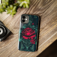 Stained Glass Teal and Roses Gothic Inspired Halloween Tough Phone Cases! Fall Vibes!