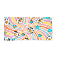 Rainbow Daisy Smiley 100 Percent Cotton Backing Beach Towel! Free Shipping!!! Gift to a Friend! Travel in Style!