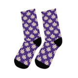 Dark Purple Daisy Unisex Eco Friendly Recycled Poly Socks!!! Free Shipping!!! 58% Recycled Materials!