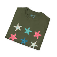 Pink and Blue Star Fish Medley Unisex Graphic Tees! Summer Vibes! All New Heather Colors!!! Free Shipping!!!