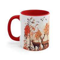 Autumn Orange and Black Deer and Doe Antler Forest Accent Coffee Mug, 11oz! Multiple Colors Available! Fall Vibes!