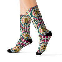 Vintage Western Pink and Yellow Aztec Print Socks! 3 Sizes Available! Fast and Free Shipping!!! Giftable!