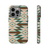 Teal and Brown Aztec Tough Cases! Cellphone Cases! Multiple Sizes Available! Apple iPhone, Samsung Galaxy, and Google Pixel devices!