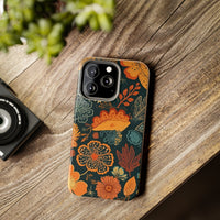 Fall Florals Navy Blue and Orange Tough Phone Cases! Fall Vibes!