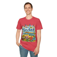 The Teacher Floral School Bus Unisex Graphic Tees! All New Heather Colors!!! Free Shipping!!! Back To School!