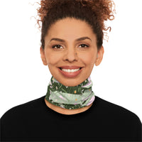 Green Retro Quilt Print Lightweight Neck Gaiter! 4 Sizes Available! Free Shipping! UPF +50! Great For All Outdoor Sports!