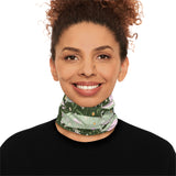 Green Retro Quilt Print Lightweight Neck Gaiter! 4 Sizes Available! Free Shipping! UPF +50! Great For All Outdoor Sports!