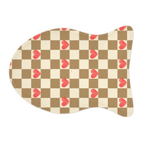 Chocolate and Cream Plaid Heart Print Pet Feeding Mats! Dog and Cat Shapes! Foxy Pets! Free Shipping!!!