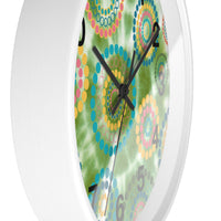 Boho Green Tie Dye Wall Clock! Perfect For Gifting! Free Shipping!!!