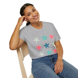 Pink and Blue Star Fish Medley Unisex Graphic Tees! Summer Vibes! All New Heather Colors!!! Free Shipping!!!