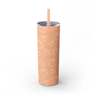 Polka Dot Pumpkin Thanksgiving Fall Vibes Skinny Tumbler with Straw, 20oz! Multiple Colors Available!