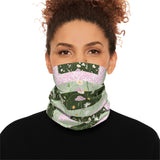 Green Retro Quilt Print Lightweight Neck Gaiter! 4 Sizes Available! Free Shipping! UPF +50! Great For All Outdoor Sports!