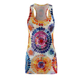 Boho Watercolor Tie Dye Spiral Women's Racerback Dress! Free Shipping! Sun Dress, Sleep Shirt, Swim Cover Up!