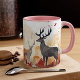 Autumn Orange and Black Deer Past and Future Accent Coffee Mug, 11oz! Multiple Colors Available! Fall Vibes!