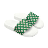 Vibrant Green Daisy Flower Print Summer Beach Slides, Women's PU Slide Sandals! Free Shipping!!!