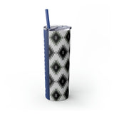 Custom Name Black and White Aztec Printed Skinny Tumbler with Straw, 20oz! Multiple Colors!